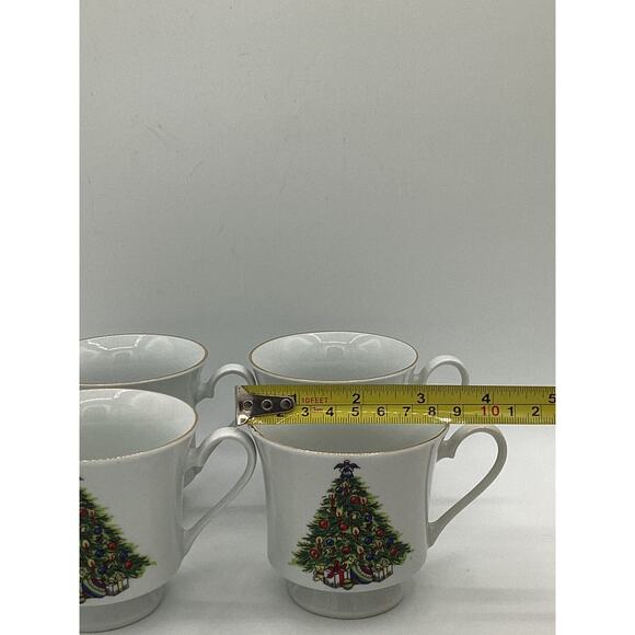 4 x Vintage Christmas Tree FOOTED TEA CUP Sea Gull Fine China by JIAN SHIANG - Picture 5 of 8